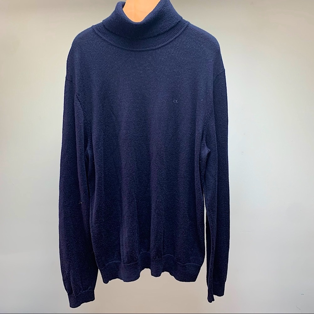 Calvin Klein Italian Merino Wool Navy Turtleneck